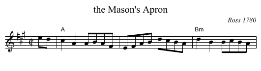 the Mason's Apron - staff notation