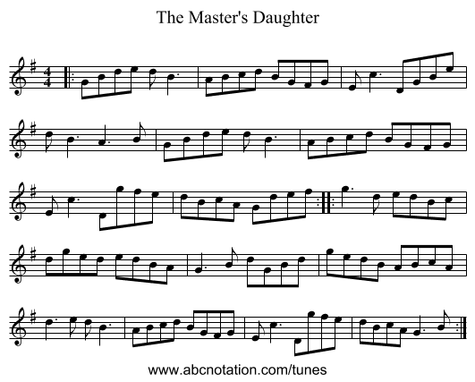 The Master's Daughter - staff notation
