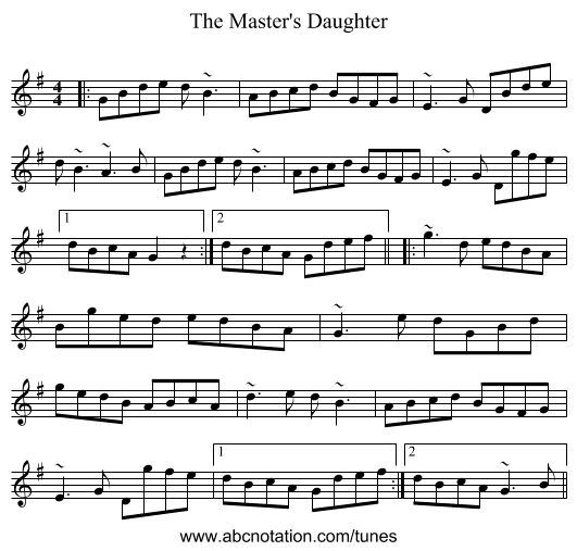 The Master's Daughter - staff notation