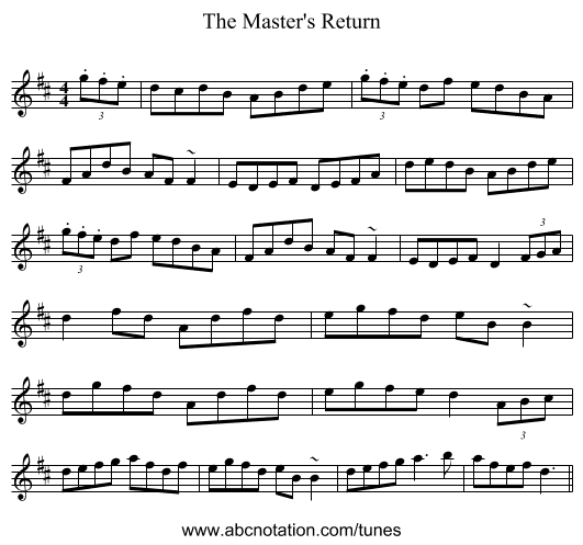 The Master's Return - staff notation