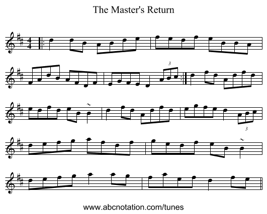 The Master's Return - staff notation