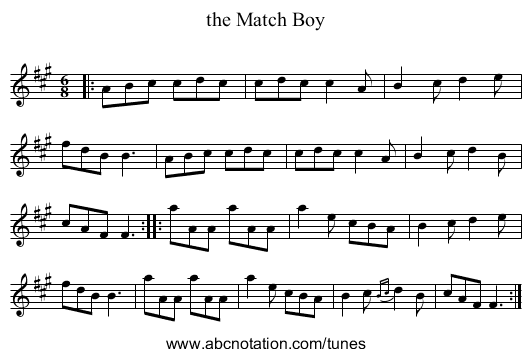 the Match Boy - staff notation