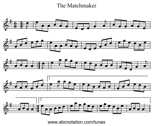 The Matchmaker - staff notation