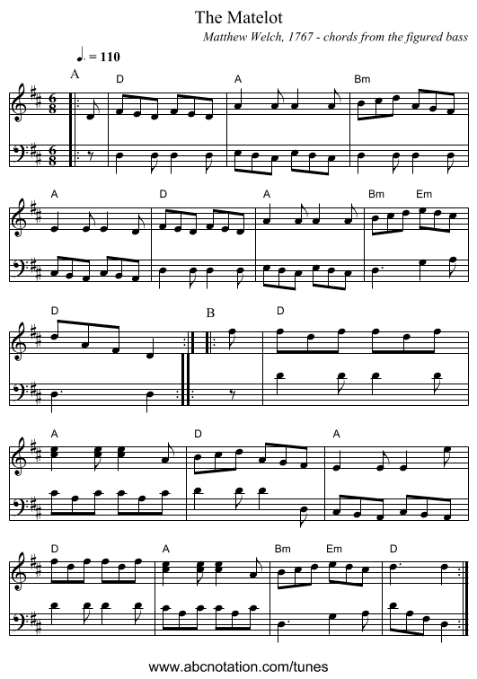 The Matelot - staff notation