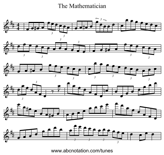 The Mathematician - staff notation