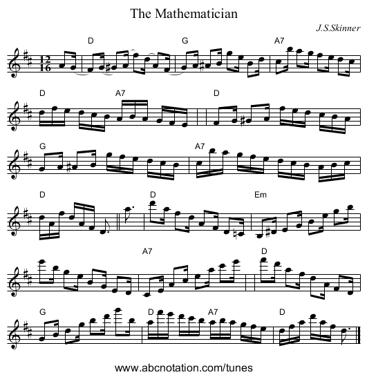 The Mathematician - staff notation