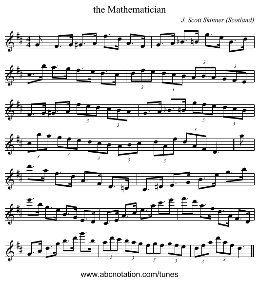 the Mathematician - staff notation