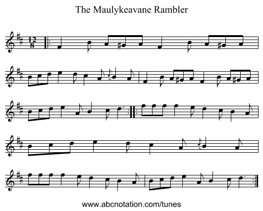 The Maulykeavane Rambler - staff notation