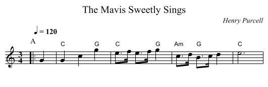 The Mavis Sweetly Sings - staff notation