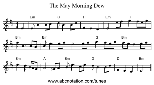 The May Morning Dew - staff notation
