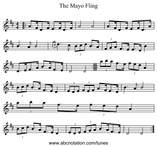 The Mayo Fling - staff notation