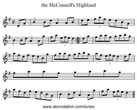 the McConnell's Highland - staff notation