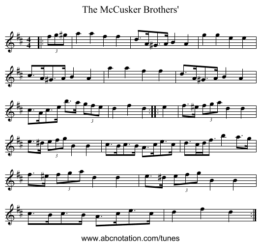 The McCusker Brothers' - staff notation