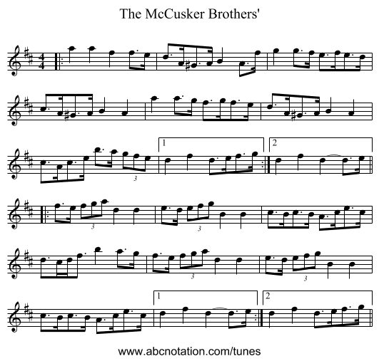 The McCusker Brothers' - staff notation