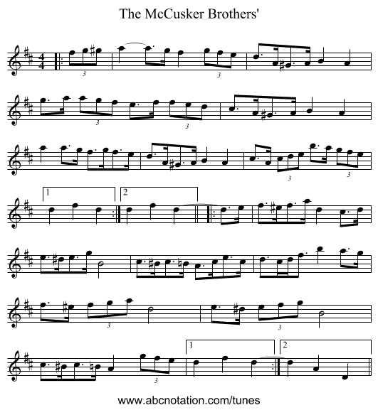 The McCusker Brothers' - staff notation
