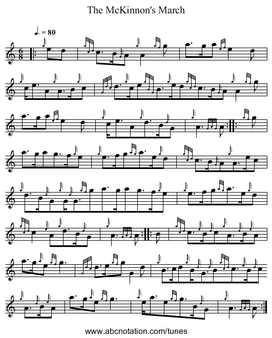 The McKinnon's March - staff notation
