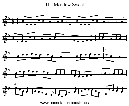 The Meadow Sweet - staff notation