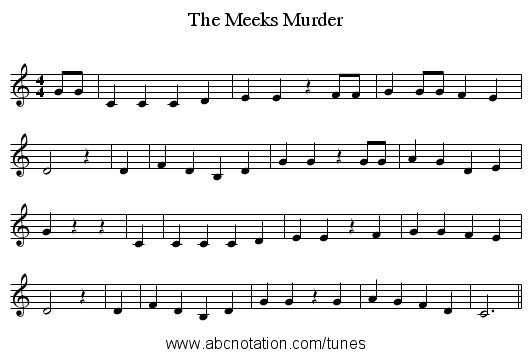 The Meeks Murder - staff notation