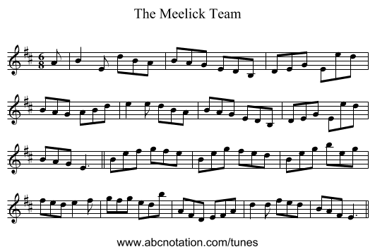 The Meelick Team - staff notation