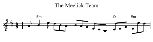 The Meelick Team - staff notation
