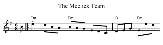 The Meelick Team - staff notation