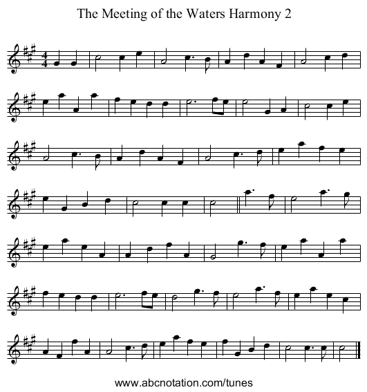 The Meeting of the Waters Harmony 2 - staff notation