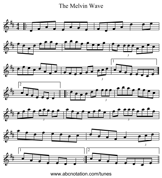 The Melvin Wave - staff notation