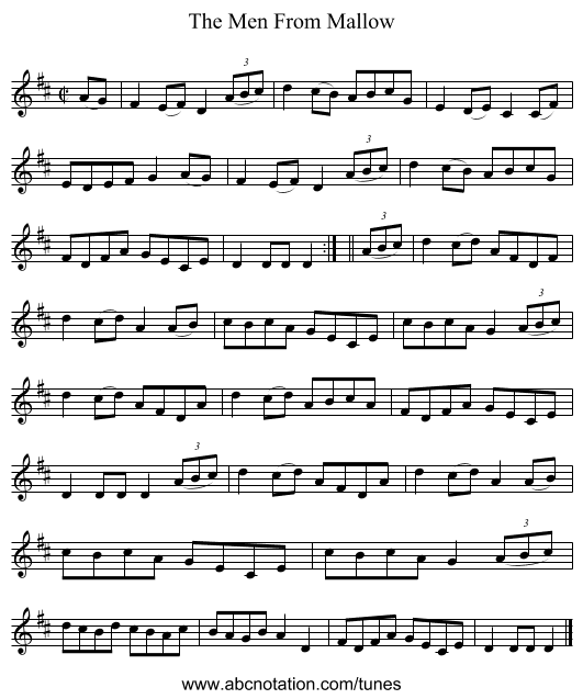 The Men From Mallow - staff notation
