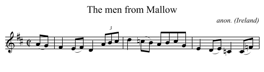 The men from Mallow - staff notation