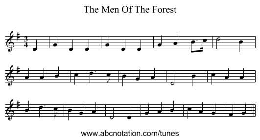 The Men Of The Forest - staff notation