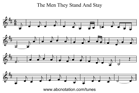The Men They Stand And Stay - staff notation