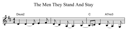 The Men They Stand And Stay - staff notation