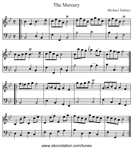 The Mercury - staff notation