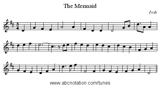The Mermaid - staff notation
