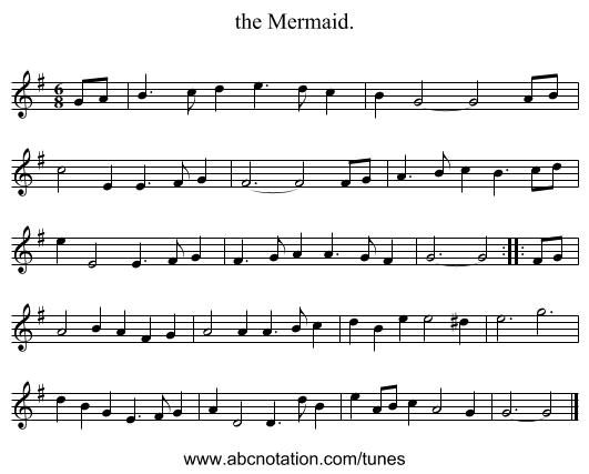 the Mermaid. - staff notation