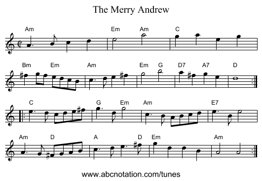 The Merry Andrew - staff notation