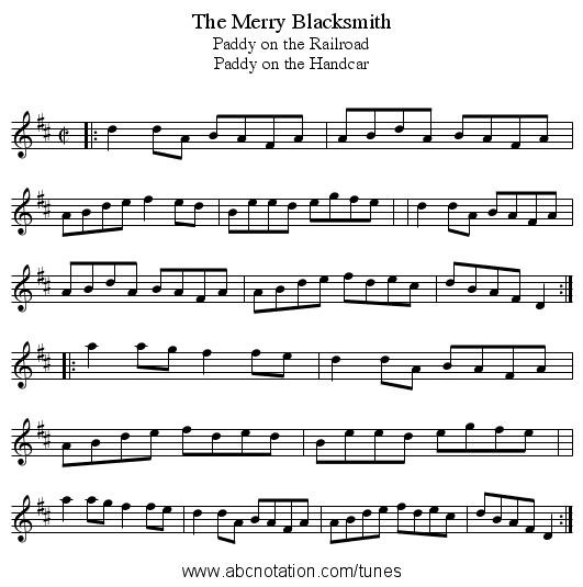 The Merry Blacksmith - staff notation