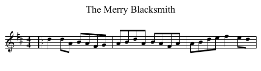 The Merry Blacksmith - staff notation