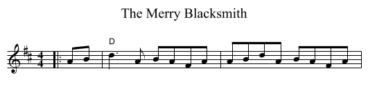 The Merry Blacksmith - staff notation