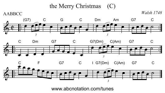 the Merry Christmas    (C) - staff notation