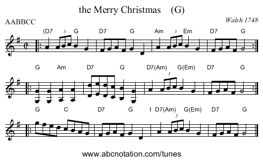 the Merry Christmas    (G) - staff notation
