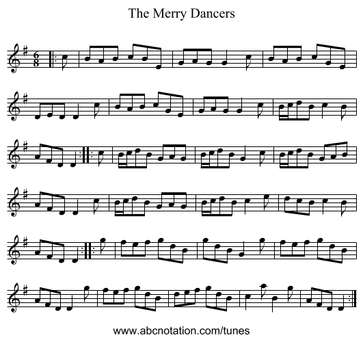 The Merry Dancers - staff notation