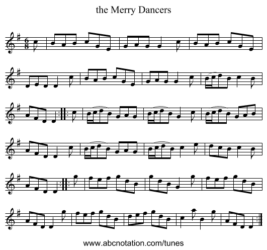 the Merry Dancers - staff notation