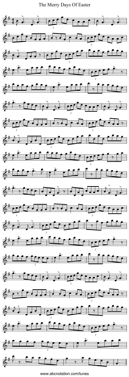 The Merry Days Of Easter - staff notation