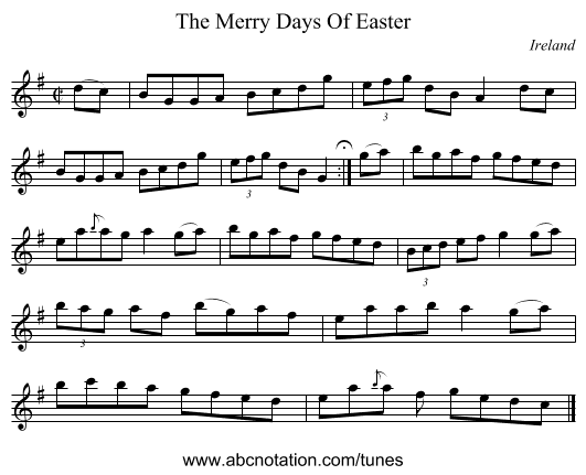 The Merry Days Of Easter - staff notation