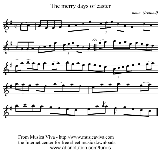 The merry days of easter - staff notation