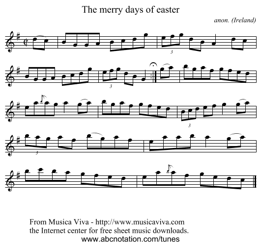 The merry days of easter - staff notation