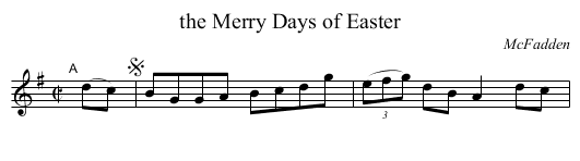 the Merry Days of Easter - staff notation