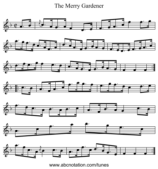 The Merry Gardener - staff notation