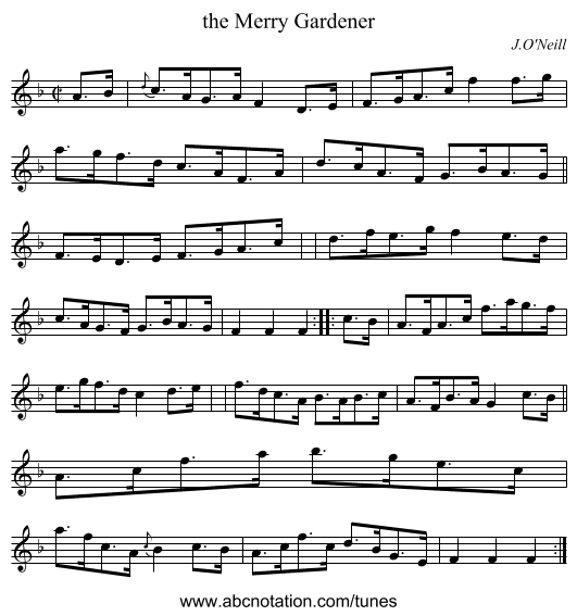 the Merry Gardener - staff notation